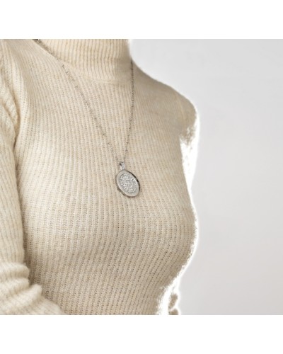Collar acero forma moneda  Lotus style
