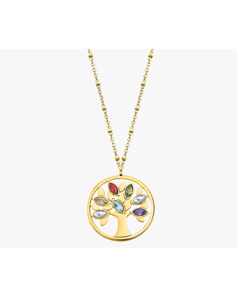 Collar árbol de la vida acero dorado