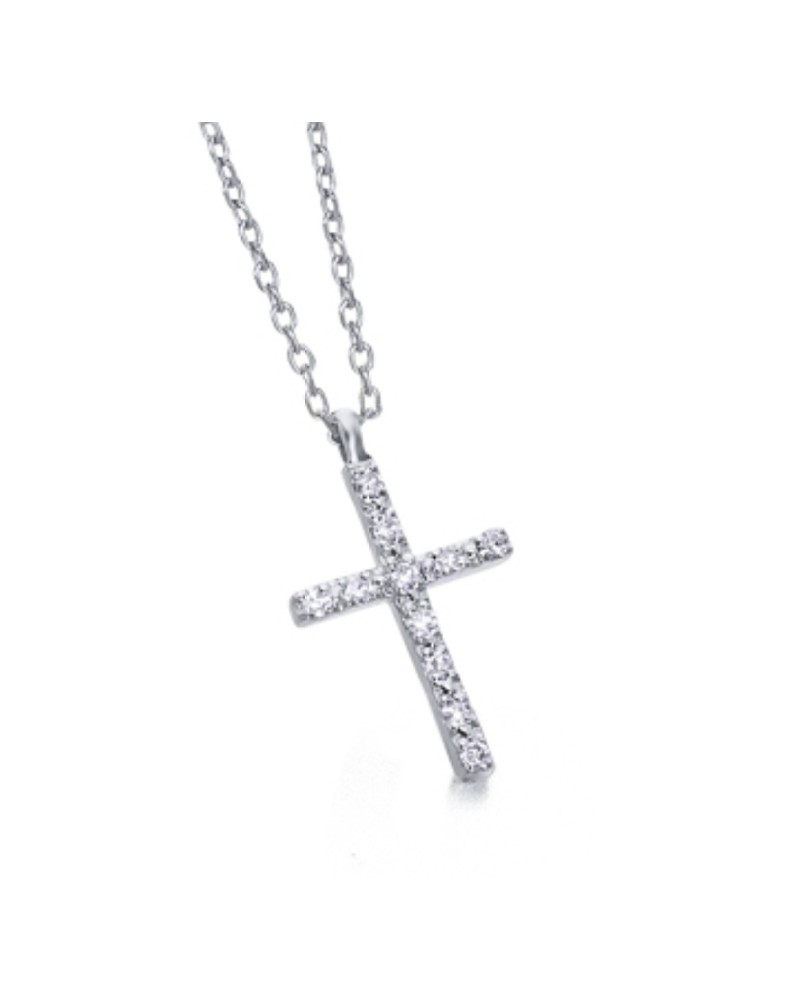 Cruz oro blanco diamantes con cadena