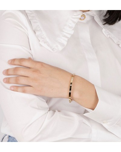 Pulsera media caña acero dorada