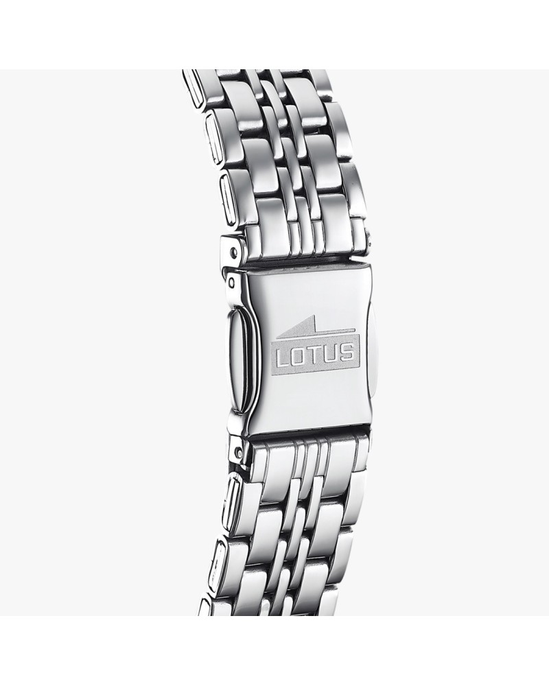 El reloj Lotus 15884/1 para mujer es una pieza impresionante con una caja de acero y cristal mineral, y una correa de acero