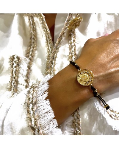 Pulsera Medalla Virgen del Pilar plata dorada