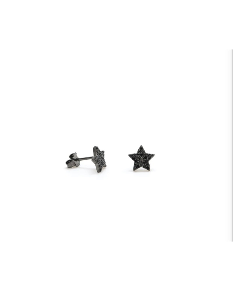 Pendientes plata de ley estrella negra