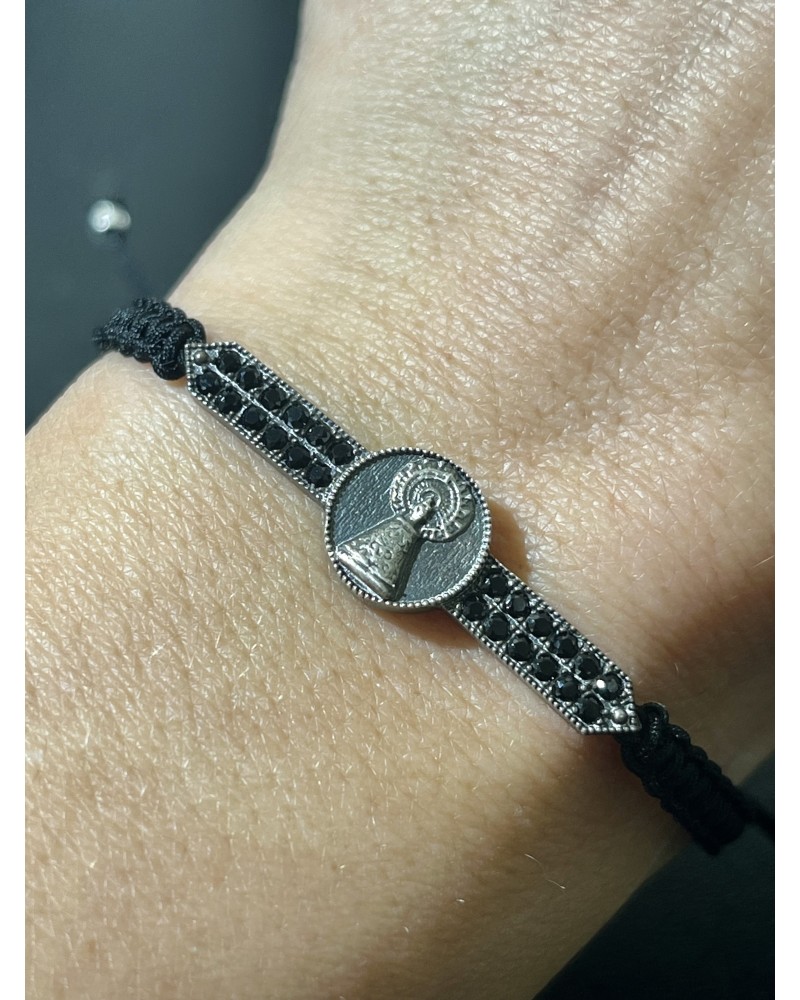 Pulsera Virgen del Pilar circonitas negra