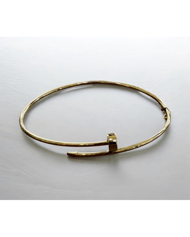 Pulsera media caña clavo oro 18 quilates