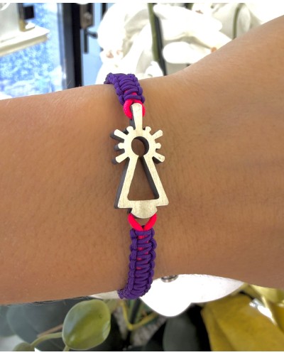Pulsera Virgen del Pilar plata de ley color rosa