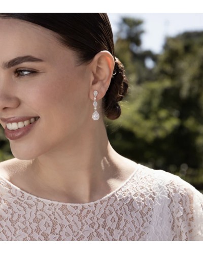 Pendientes Novia Plata de ley largos