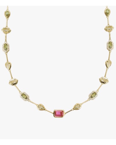 Collar dorado con piedras de color